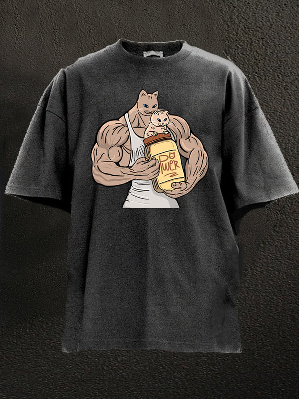 power cat dad Washed Gym Shirt