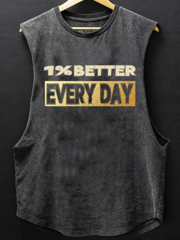 1% better every day SCOOP BOTTOM COTTON TANK