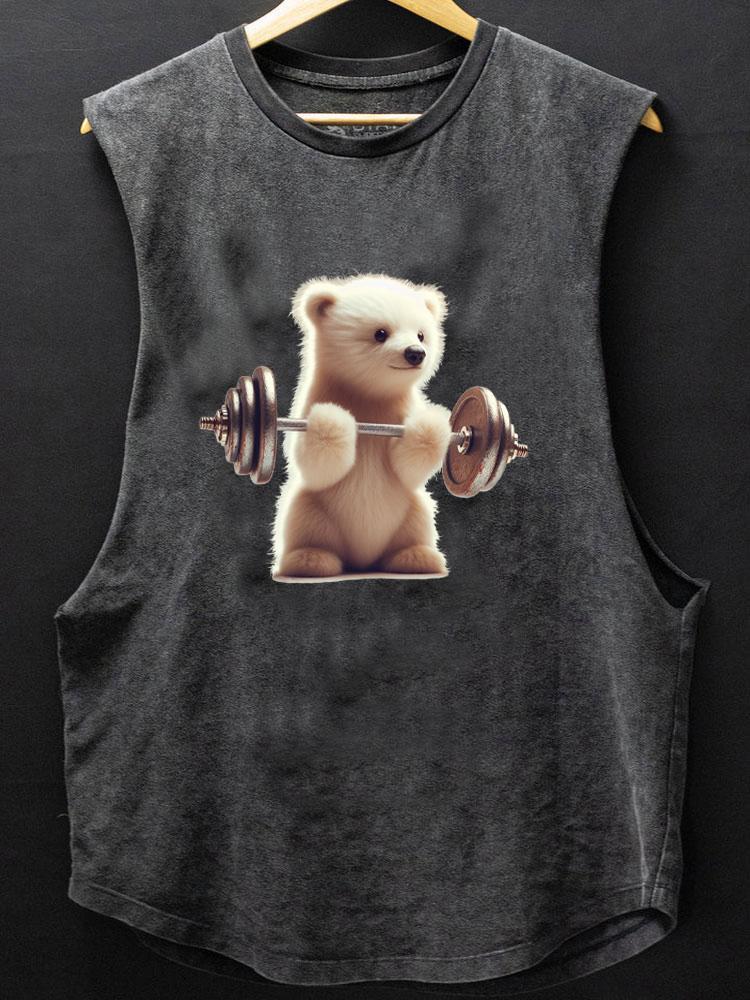barbell weightlifting polar bear SCOOP BOTTOM COTTON TANK