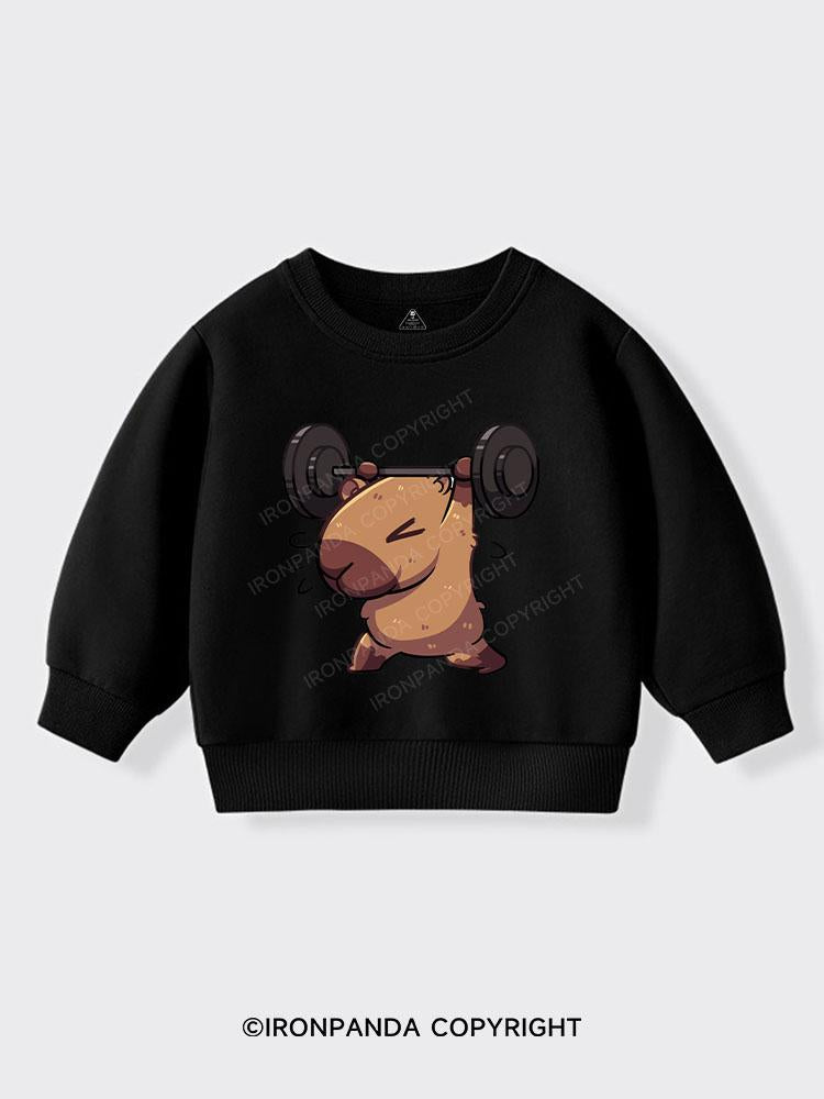 WeightLifting Capybara Kids Sports Sweatshirt