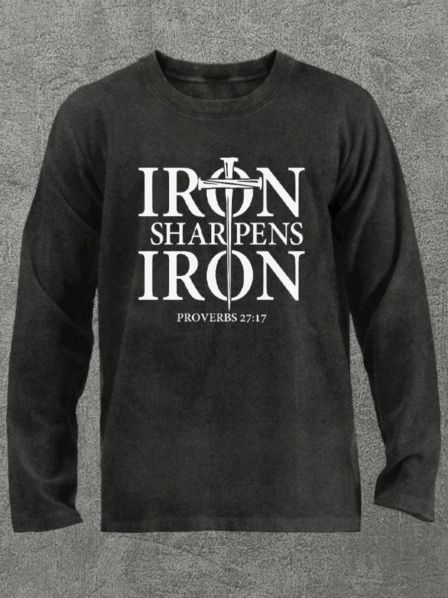 iron sharpens iron Washed Gym Long Sleeve Shirt