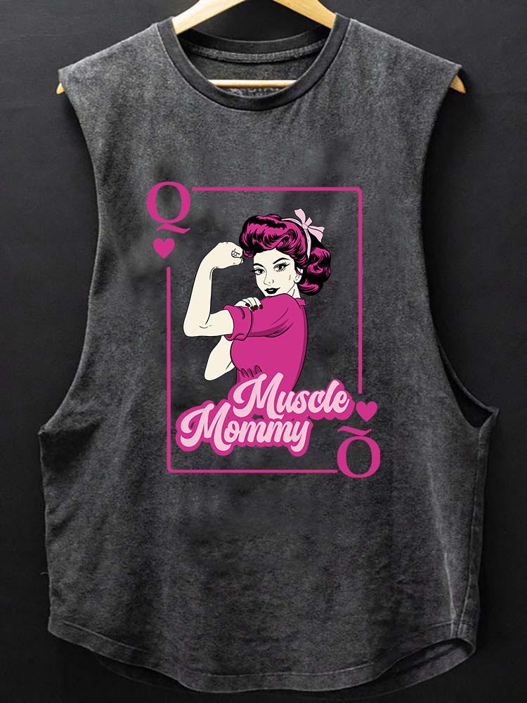 MUSCLE Mom  POCKER SCOOP BOTTOM COTTON TANK