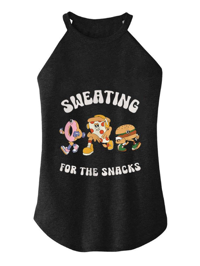 SWEATING FOR THE SNACKS TRI ROCKER COTTON TANK
