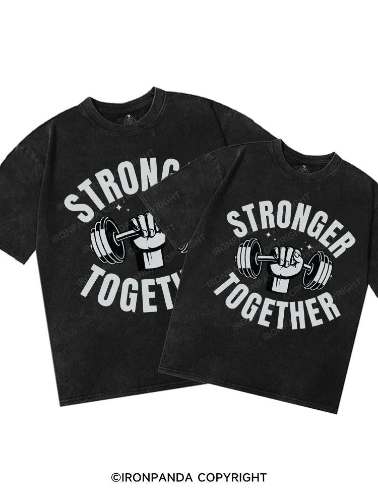 STRONG TOGETHER Washed Matching Couple Gym Shirt