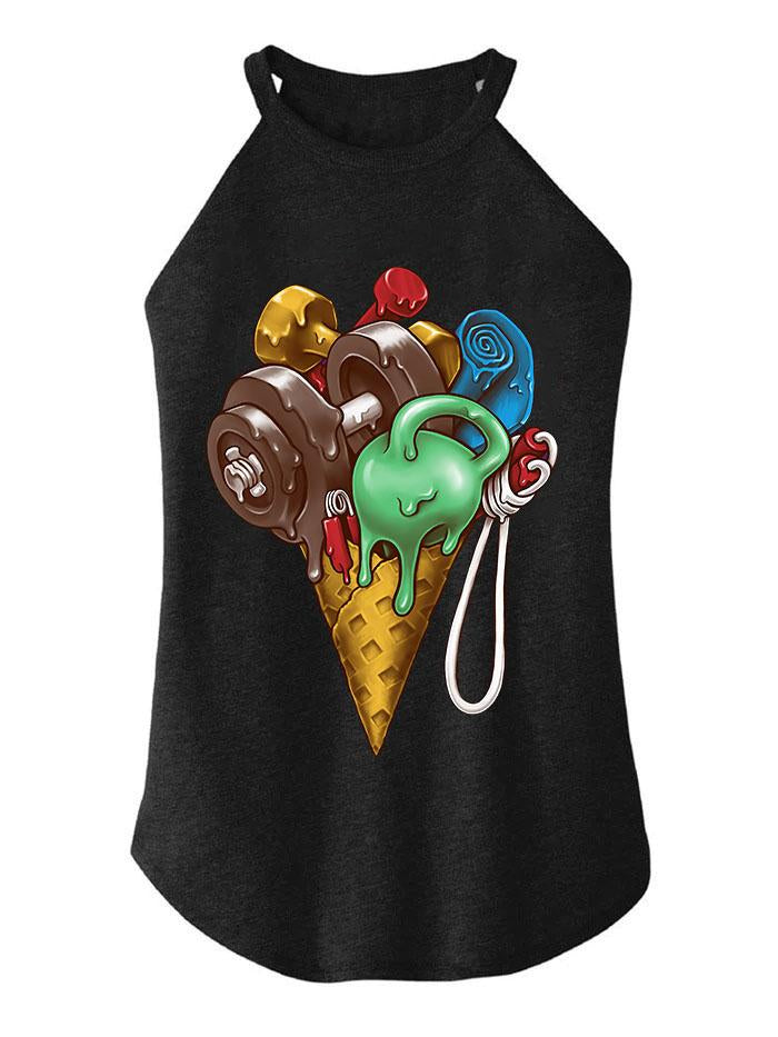 ICE CREAM WORKOUT TRI ROCKER COTTON TANK