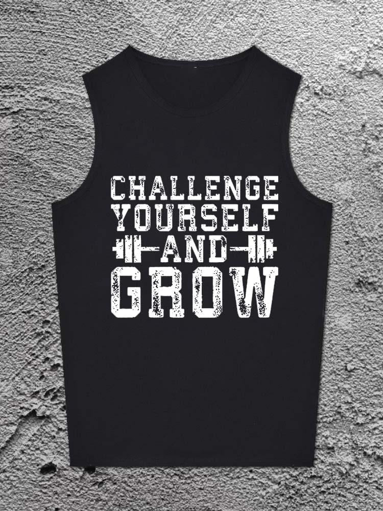 Challenge Yourself And Grow Printed Unisex Cotton Vest