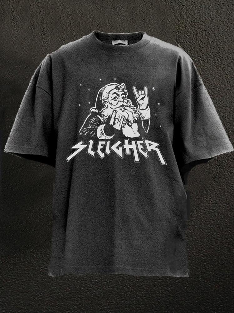 sleigher Santa Claus Washed Gym Shirt