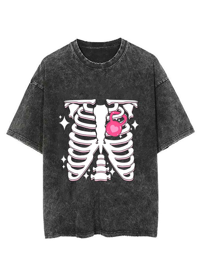 Skeleton and kettlebell Vintage Gym Shirt