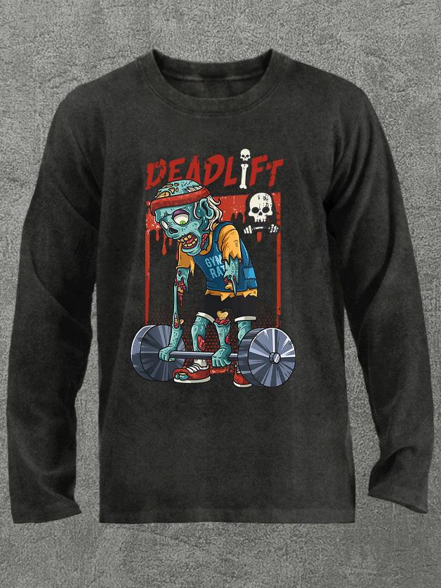 deadlift zombie Washed Gym Long Sleeve Shirt