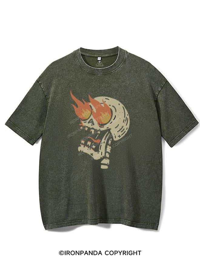 SKELETON ON FIRE VINTAGE GYM SHIRT