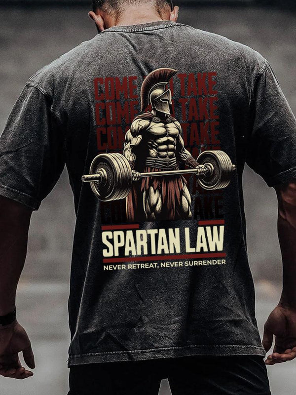 Spartan law back printed Washed Gym Shirt