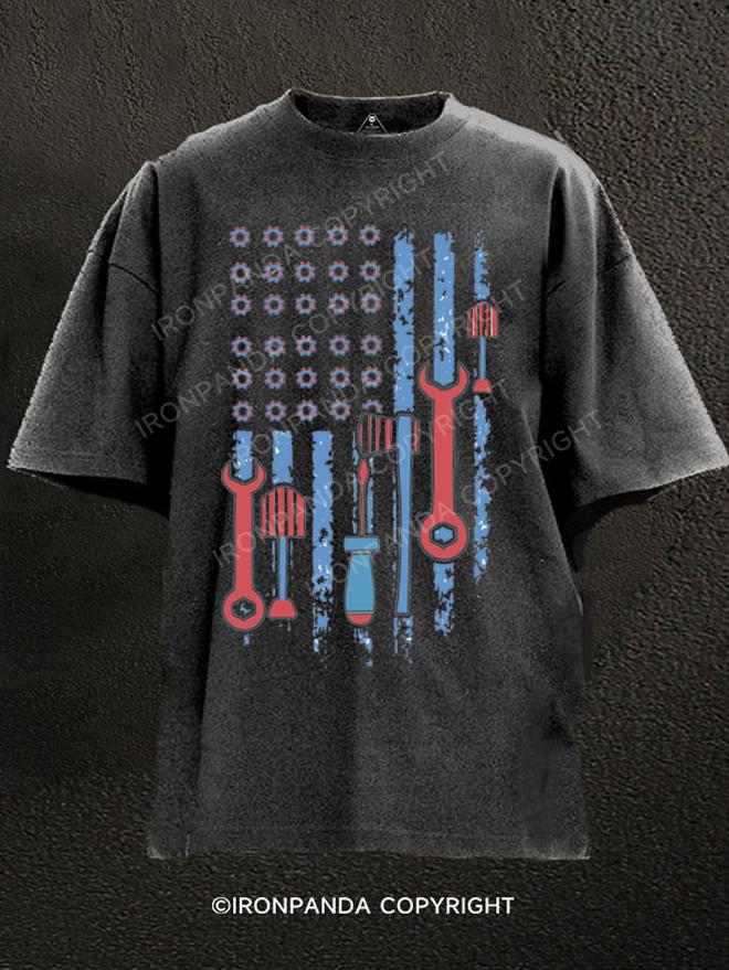 Making America Great Using Tools on labor day Washed Gym Shirt