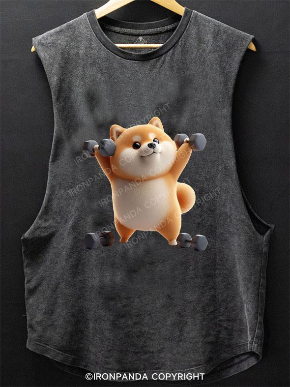 SHIBA INU GETTING SWOLE SCOOP BOTTOM COTTON TANK