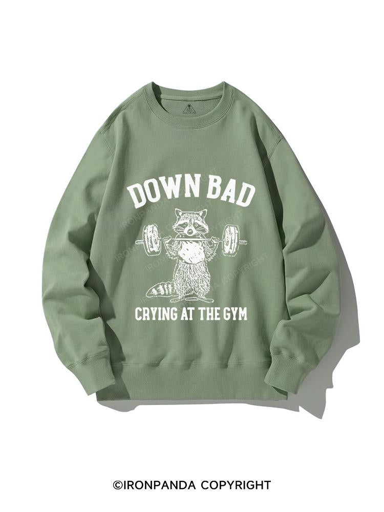 Down Bad Crying At The Gym Racoon CREWNECK Sweatshirt
