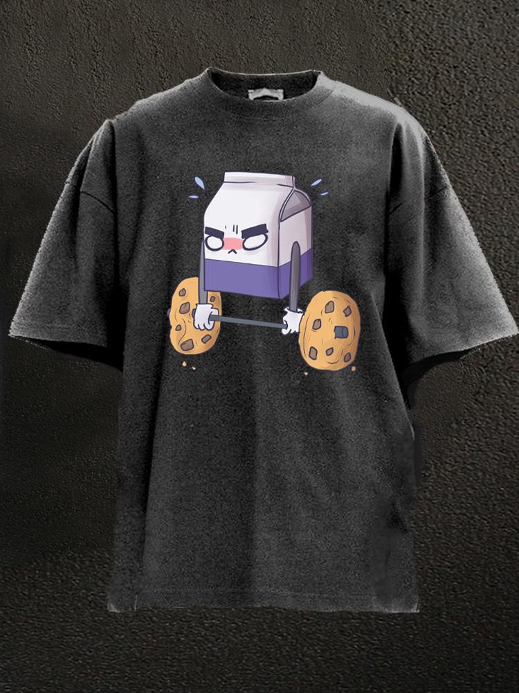 milk deadlift cookie barbell Washed Gym Shirt