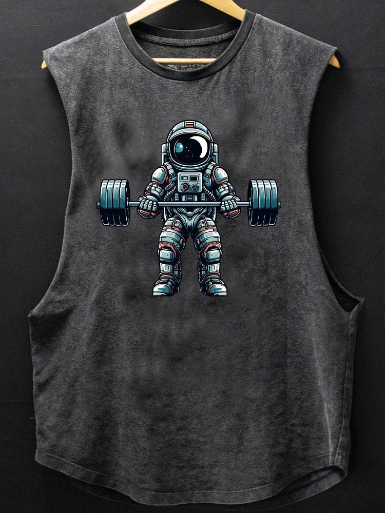 barbell weightlifting astronaut SCOOP BOTTOM COTTON TANK