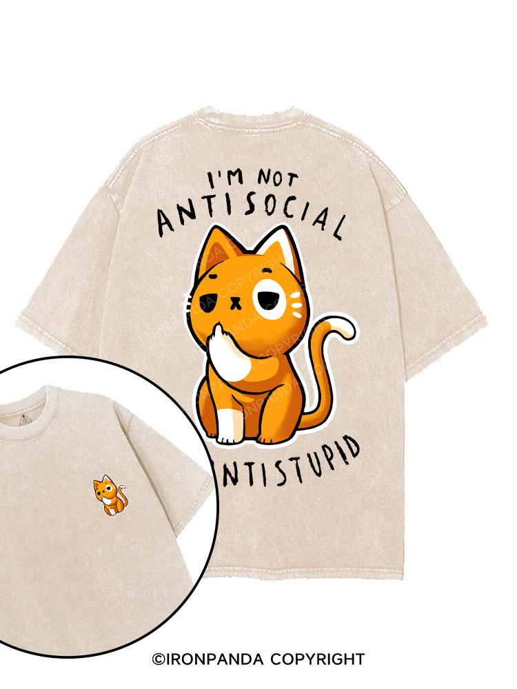 I'M NOT ANTISOCIAL I'M ANTISTUPID printed Gym Shirt
