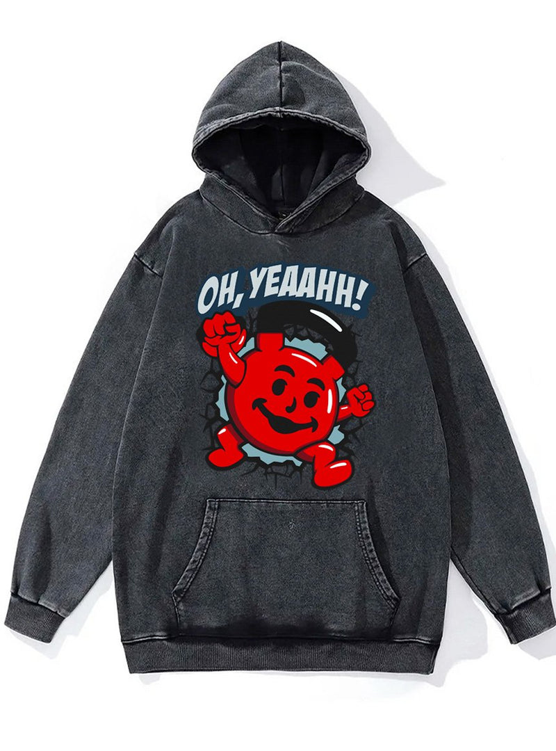 Oh yeah kettlebell man Washed Gym Hoodie