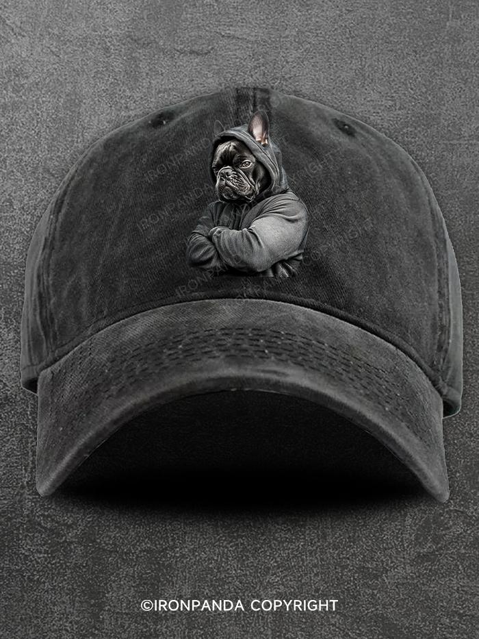 Muscular French bulldog Washed Gym Cap