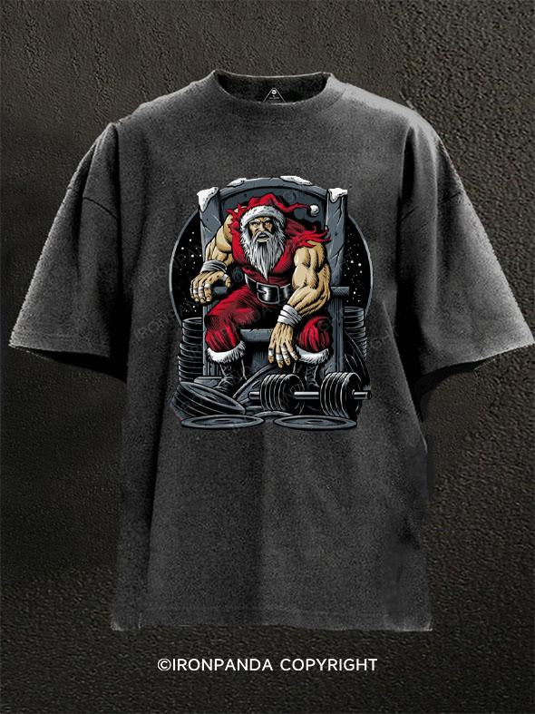 Muscle Santa Claus Washed Gym Shirt
