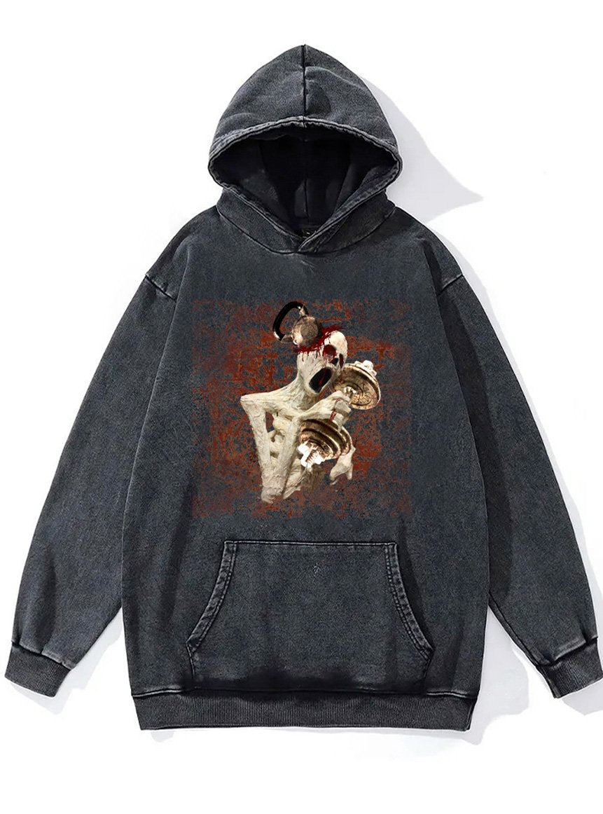skeleton dumdbell lifting Washed Gym Hoodie