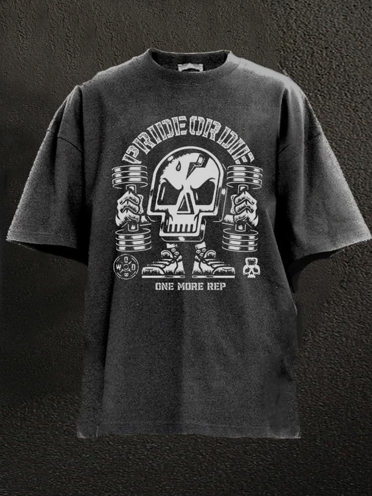 One More Rep Skull Washed Gym Shirt