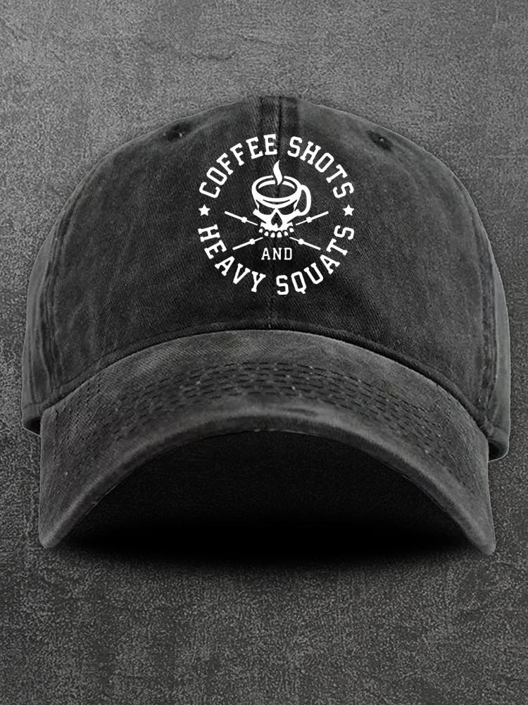 Coffee Shots Heavy Squats Washed Gym Cap