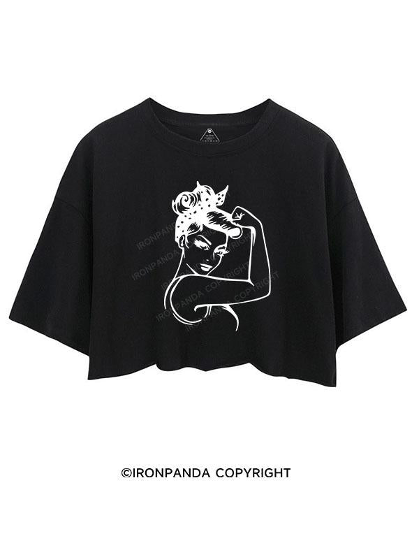 Power Woman With Muscles Crop Tops