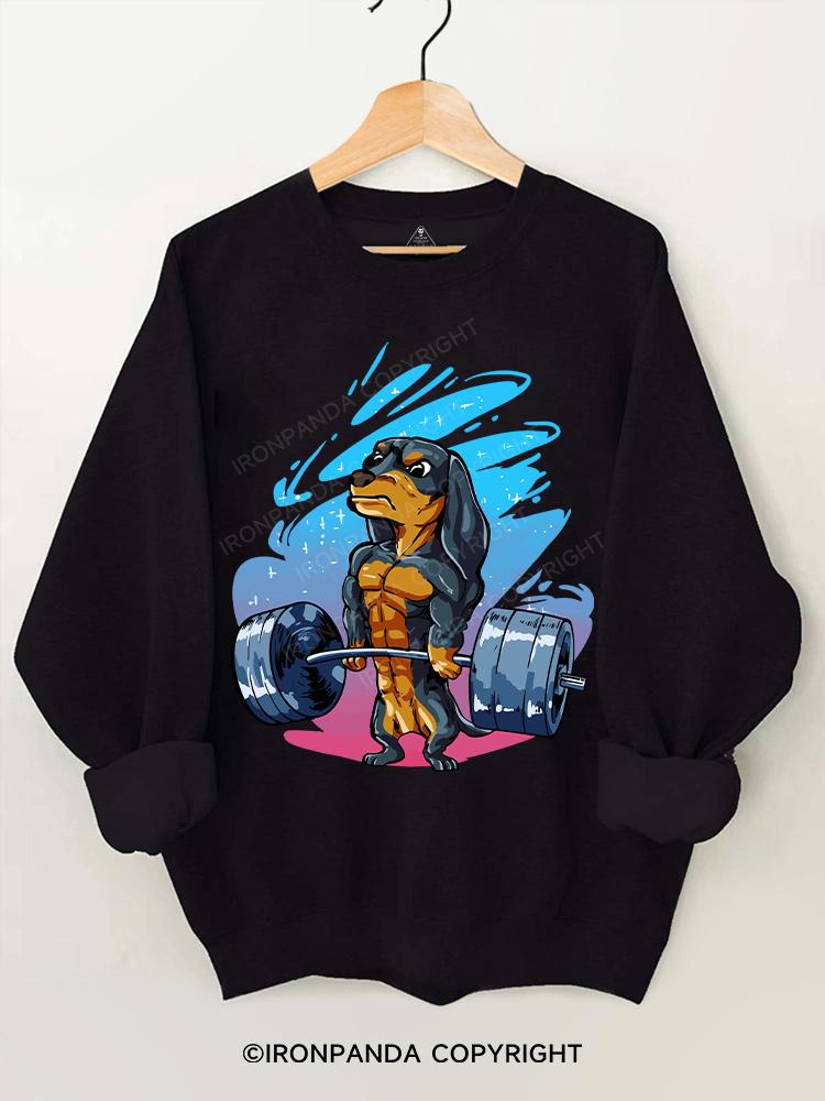 Dachshund Dog Weightlifting Gym Sweatshirt