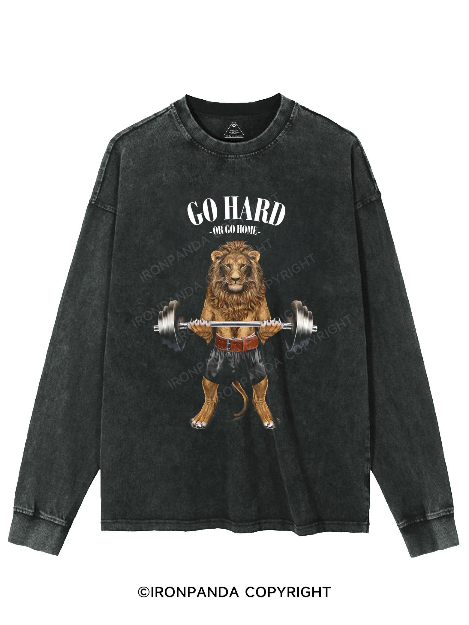 Lion Weightlifting WASHED LONG SLEEVE SHIRT