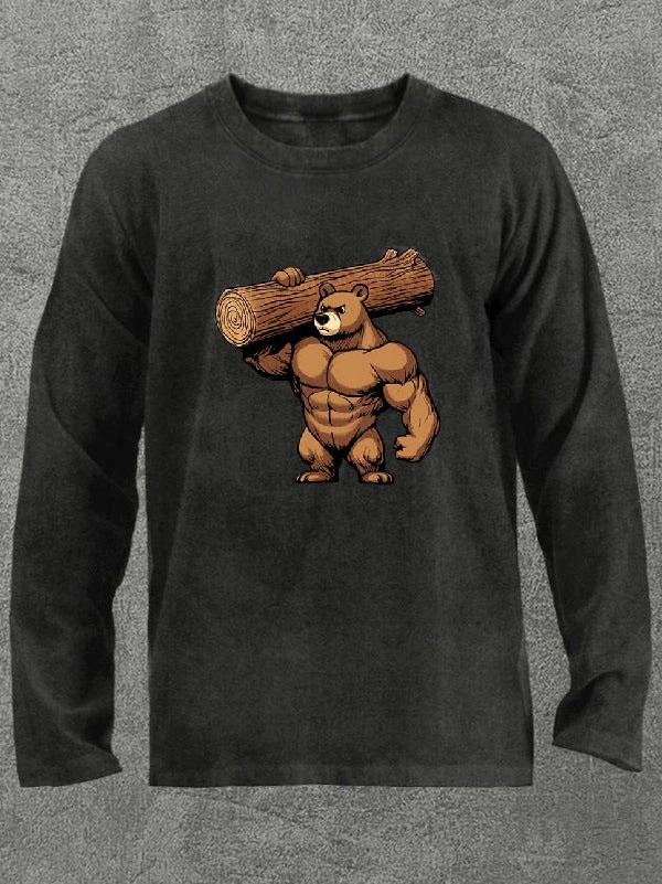 Bear Lift Washed Gym Long Sleeve Shirt
