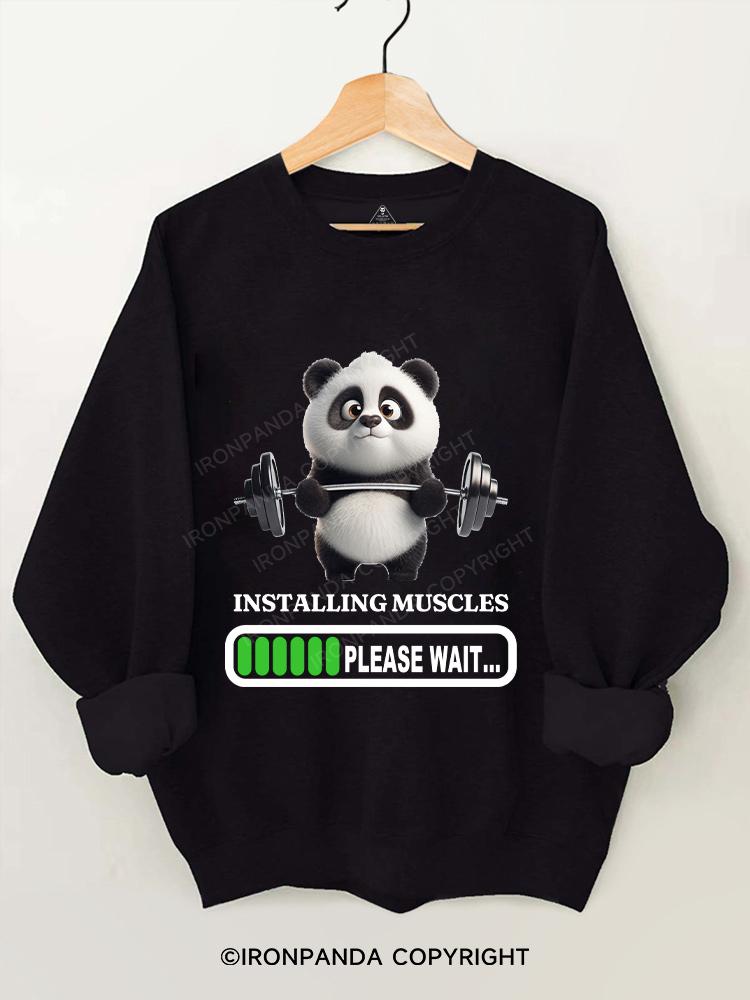 panda installing muscles Gym Sweatshirt