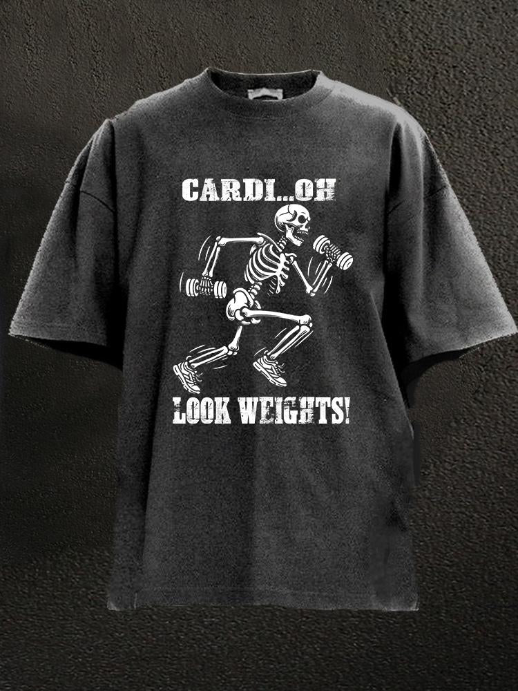 Cardi Oh Look Weights Skeleton Washed Gym Shirt