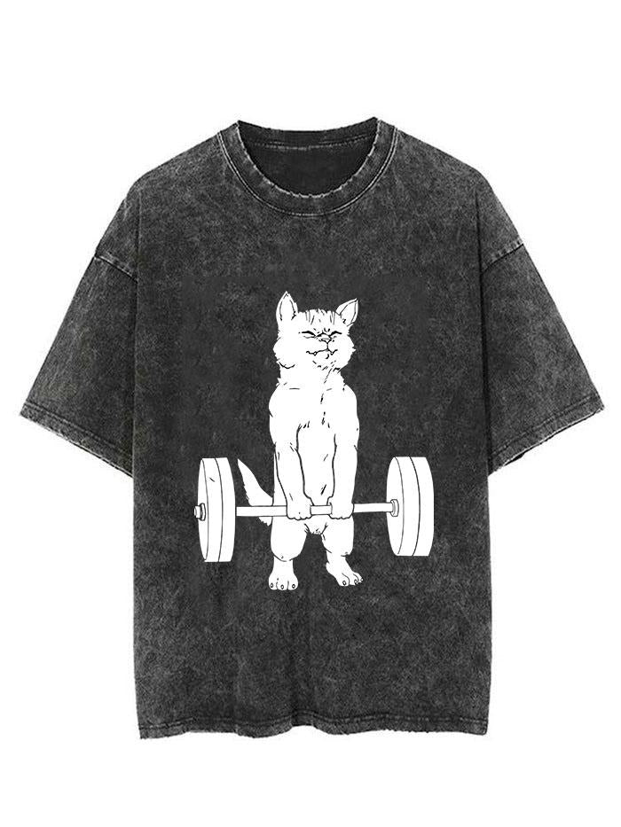 CAT DEADLIFT POWERLIFTING Vintage Gym Shirt