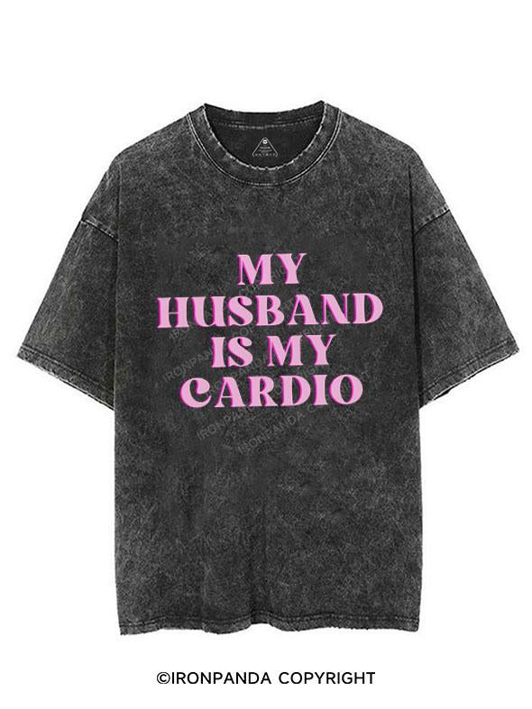 PINK MY HUSBAND IS MY CARDIO  VINTAGE GYM SHIRT