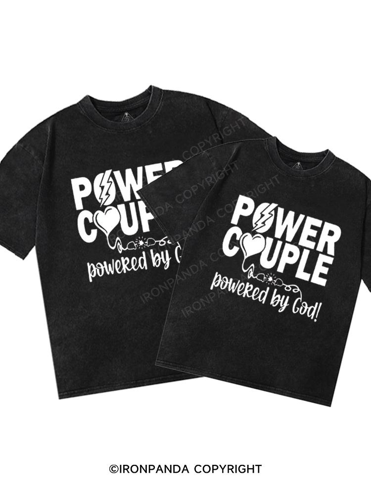 Power Couple Washed Matching Couple Gym Shirt