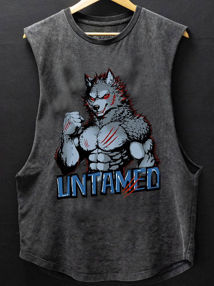 UNTAMED WOLF SCOOP BOTTOM COTTON TANK