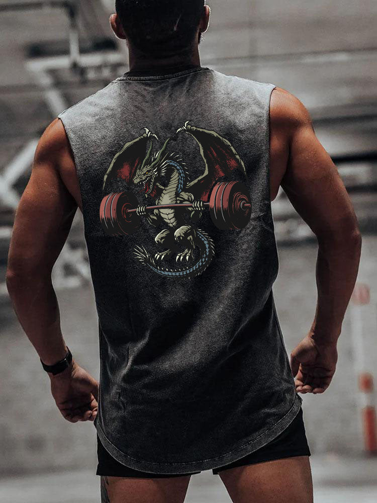 deadlift dragon Back Printed Scoop Bottom Cotton Tank