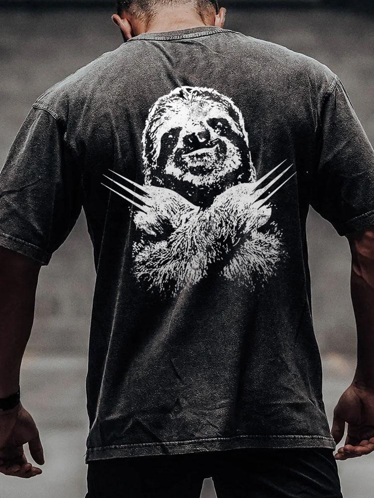 iron sloth back printed Washed Gym Shirt