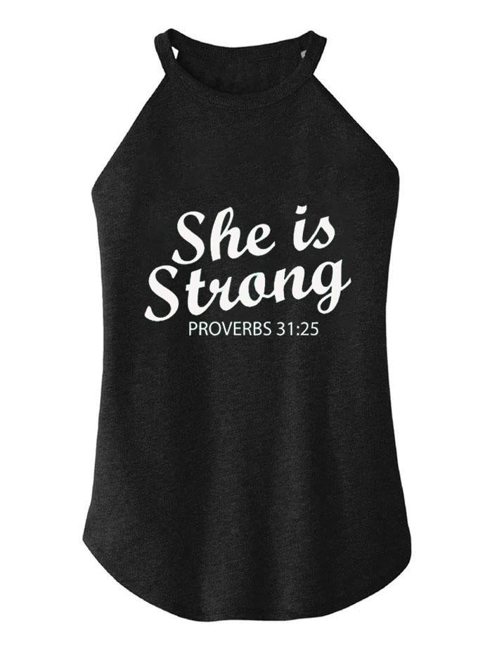 She Is Strong TRI ROCKER COTTON TANK
