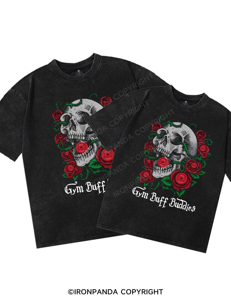 gym buff buddies Washed Matching couple Gym Shirt