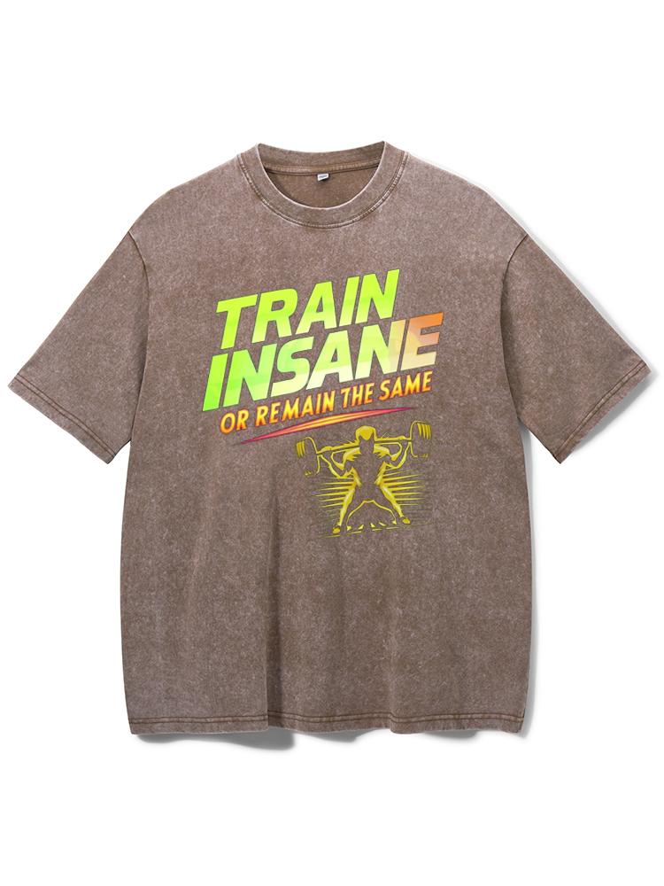 Train insane or remain the same Washed Gym Shirt