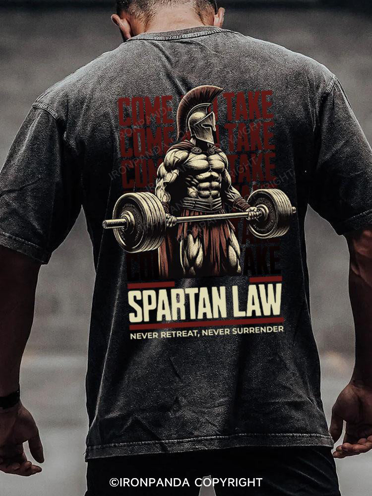 Spartan law back printed Washed Gym Shirt