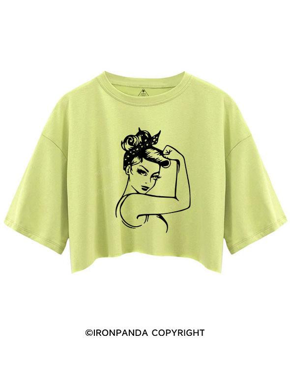 Power Woman With Muscles Crop Tops