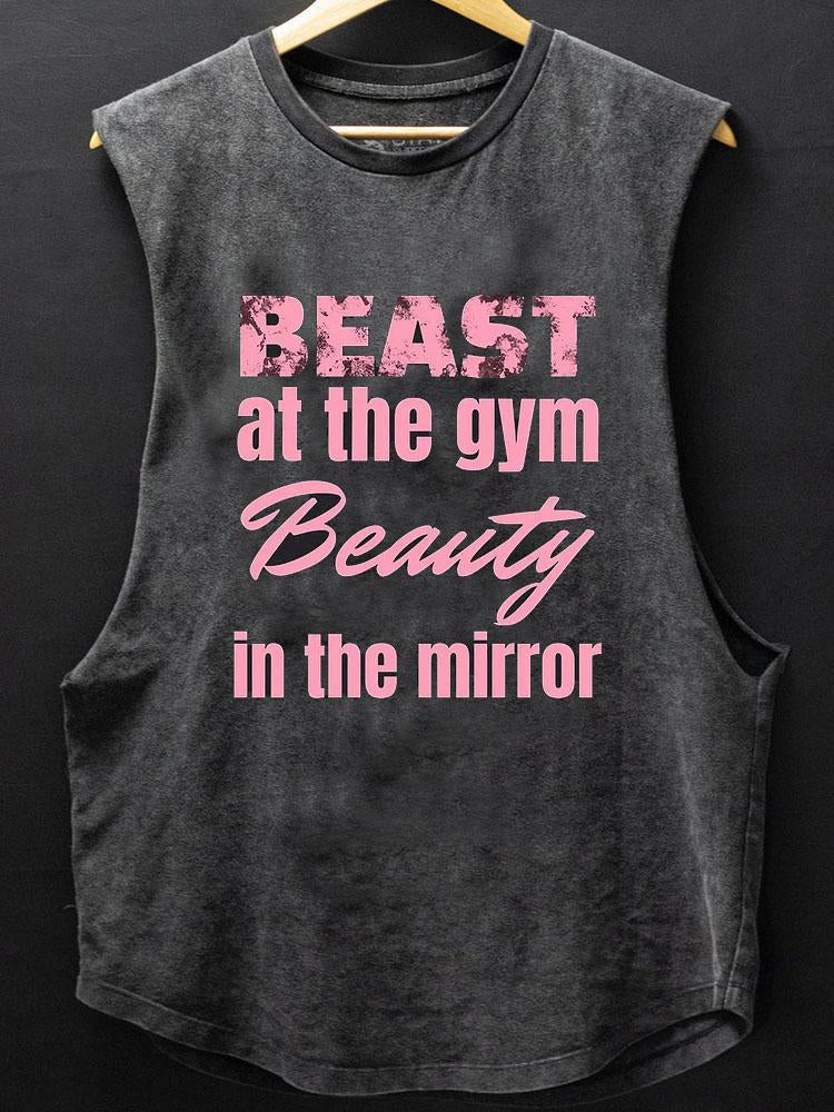 Beast At The Gym Beauty In The Mirror SCOOP BOTTOM COTTON TANK