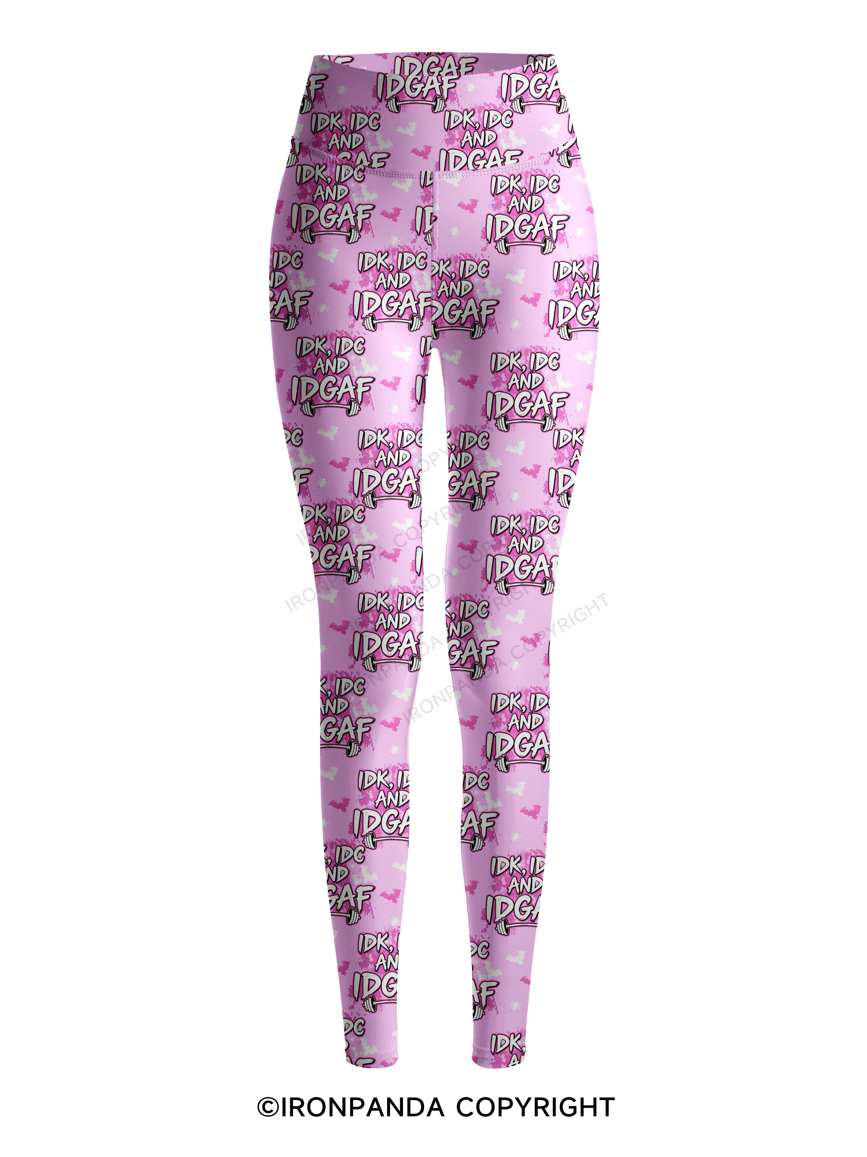IDK, IDC AND IDGAF Printed Yoga Pants