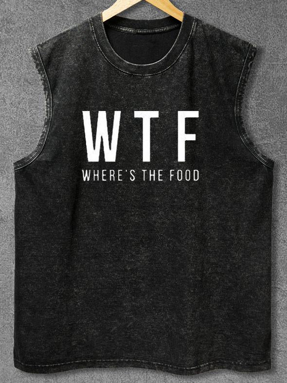 WHERE'S THE FOOD Washed Gym Tank