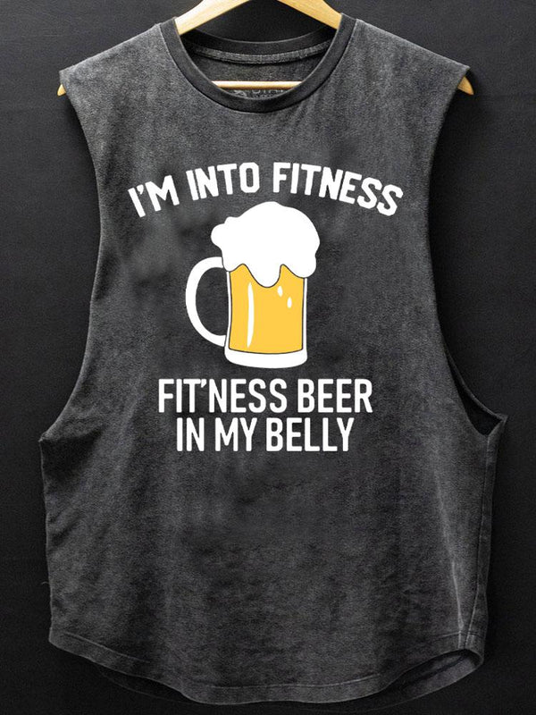 fitness beer into my belly SCOOP BOTTOM COTTON TANK