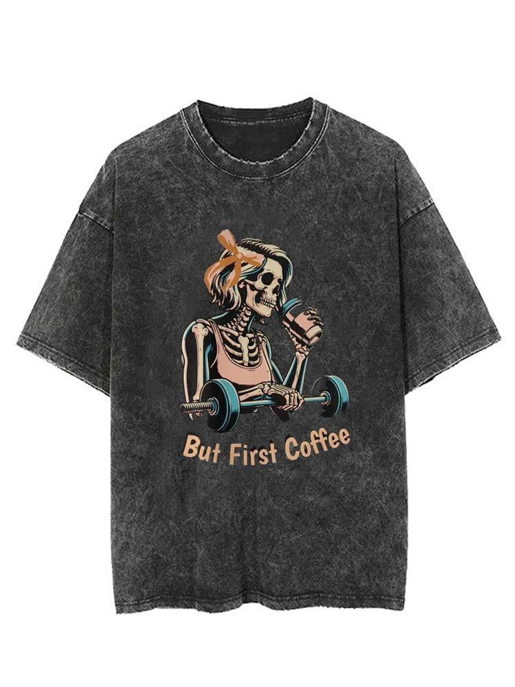 But First Coffee  VINTAGE GYM SHIRT