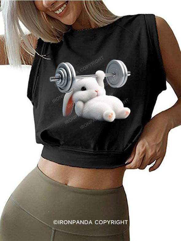 RABBIT ONE-ARM BENCH PRESS SLEEVELESS CROP TOPS